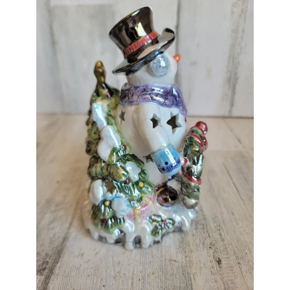 Unique snowman wreath tealight candle‎ holder Xmas home decor